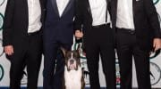 Founding Members Adam Luchansky, Emil DeFrancesco, Andrew Porter, Kale Butcher and Jericho, The Boxer Bowtie Club Mascot